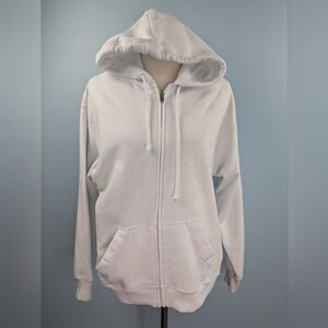Women's Hollister White Zip-Up Hoodie Extra Small